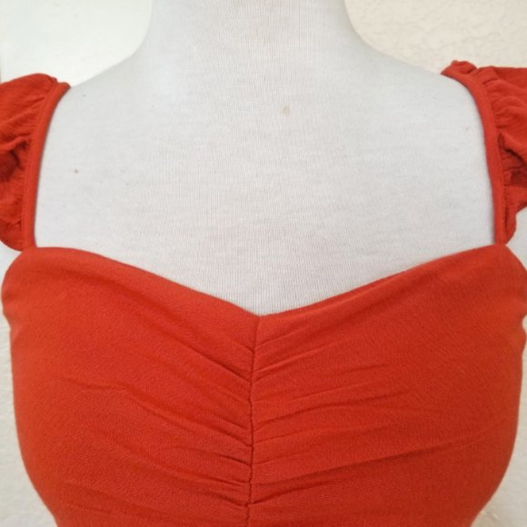 Rust Orange Ruched Sweetheart Neckline Maxi Dress 10 - Picture 3 of 3